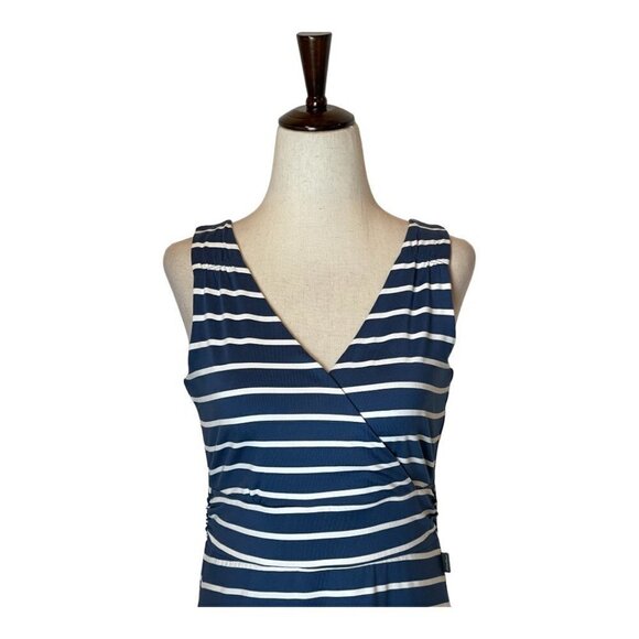 Eddie Bauer Blue And White Striped Sleeveless V Neck Fit And Flare Dress Size S - Picture 4 of 8